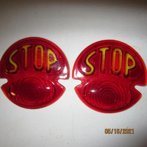 1928-31 Model A glass tail light lenses with STOP script, new, one pair. - Picture 1 of 2