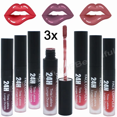 3 Tinta Labbra 24H Rossetto Liquido lunga Durata Face Complex 3x