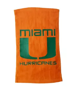 Toalla Miami Hurricanes Naranja Rally Logo Vinilo Verde 11" x 18" 100% Algodón - Imagen 1 de 1