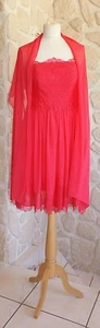 Robe cocktail rouge + étole petit 44 Point Mariage modèle Carambole (199,99€) - Imagen 1 de 7