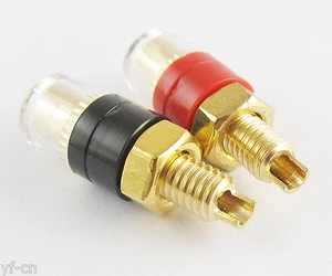 100x Copper Crystal Speaker Amplifier Terminal 4mm Binding Post Banana Jack 31mm - Picture 1 of 9