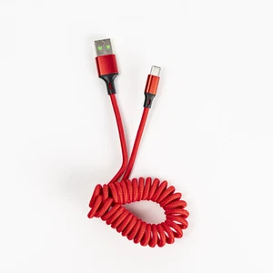 Câble USB-A vers C Charge Rapide 40W Ressort Enroulé Cordon Nylon Tressé pour Samsung - Photo 1 sur 11