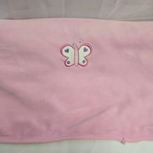 Specialty Baby Pink Fleece Butterfly Blanket Purple Flower Heart Plush - Picture 1 of 5