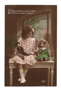 CPA  .  Fillette et jouets anciens . Poupée. Doll - Imagen 1 de 2
