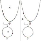 1/2x Colorful Heart Necklace Bracelets Jewelry Women Anniversary Gift Holiday