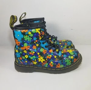 Dr Martens Brooklee High Top Boots Floral Print AW004 Airware Side Zip Youth 10 - Picture 1 of 10