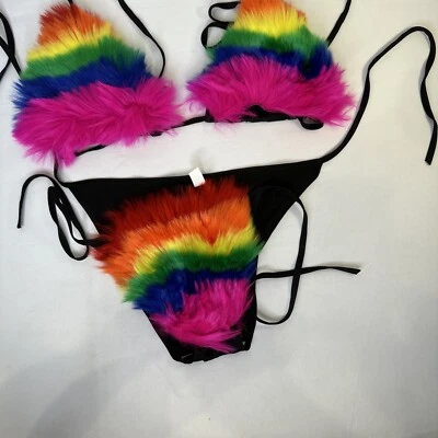 Traje de baño de bikini de piel arco iris disfraz sexy cuerda SM M LG Plus suave extraíble Foto 1 de 4