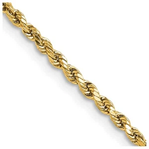 10k Yellow Gold 2.25mm Semi-solid Diamond-cut Rope Chain Necklace 16" 2.3gm - Picture 1 of 4