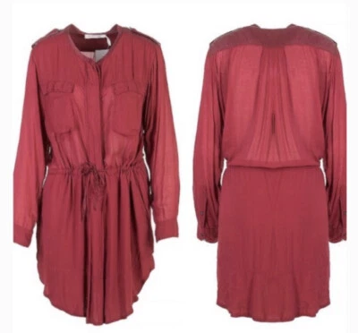 Vestido Camisa Isabel Marant Arándano Sangre de Buey Mezcla Seda Abotonada L/S Talla 38/M Foto 1 de 4