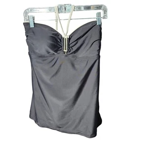 Jones New York Womens Black Halter Tankini Swimdress W/ Gold Accents Size 12 Nyl - Picture 1 of 5