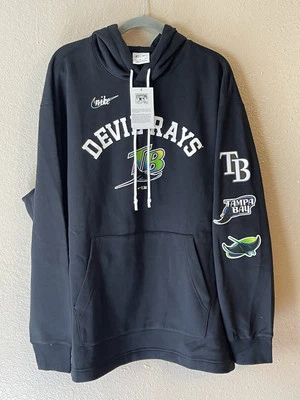 Men’s 2XL NWT Tampa Bay Rays Nike Rewind Lefty Pullover Hoodie Black - Image 1 of 4