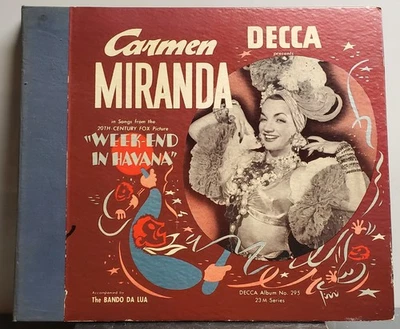 CARMEN MIRANDA "WEEK-END IN HAVANA" 78 RPM SHELLAC RECORD SET+ PROGRAM 1941 RARE Foto 1 de 4