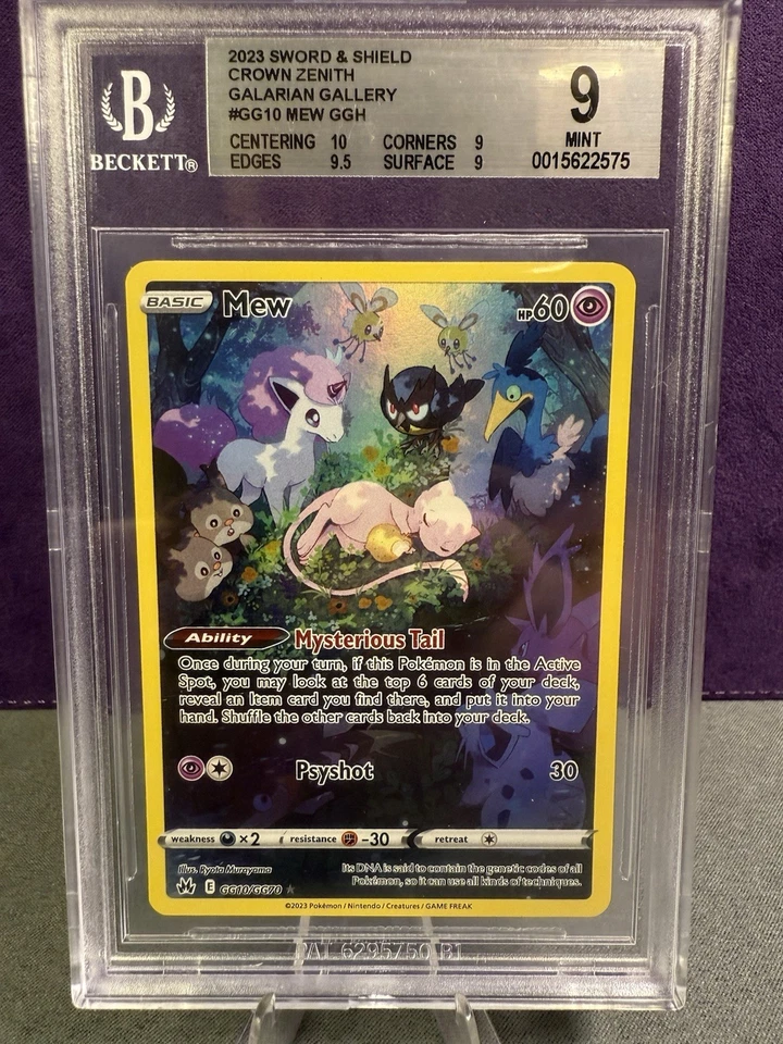 Beckett 9 Mew GG10/GG70 Crown Zenith Galarian Gallery HOLO MINT Pokemon Card - Image 1 of 4
