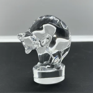 "Estatuilla de gato encorvado de cristal Hoya Japón de colección, firmada de 3"" de alto" - Imagen 1 de 9