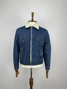 Vintage Levi’s Sherpa Denim Trucker Jacket Blue Men Size 40R Made in USA 80s-90s - Picture 1 of 7
