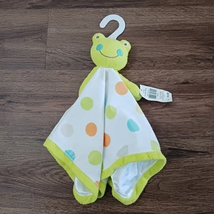 New Baby Starters Frog Security Blanket Lovey Plush White Green Polka Dots - Picture 1 of 5