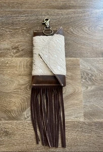 SILBER ACID WASH HAIR-ON COWHIDE CLIP HANDYTASCHE mit Fransen Pferd - Bild 1 von 2