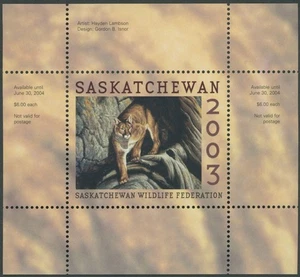 2003 CANADA-SASKATCHEWAN WILDLIFE FEDERATION, MOUNTAIN LION, VD.#SW14 - Picture 1 of 3
