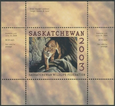 2003 CANADA-SASKATCHEWAN WILDLIFE FEDERATION, MOUNTAIN LION, VD.#SW14 - Image 1 of 3