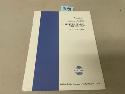 *GENUINE ORIGINAL COLLINS 1969 AMATEUR RADIO EQUIPMENT PRICE SCHEDULE* - Изображение 1 из 4