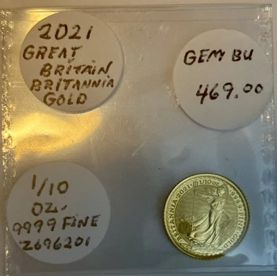 2021 Great Britain Britannia 9999 Fine 1/10 Oz - Image 1 of 4