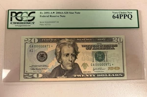 $20 2004 A Star Note Fr.2091-A* Low SN# 971 PCGS 64 PPQ - Picture 1 of 2