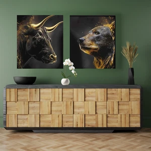 Stock Market Bull Art Print, Trader Gift, Modern Finance Office Wall Decor gift. - Picture 1 of 10