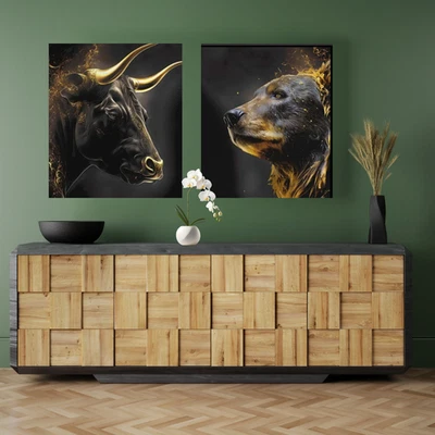Stock Market Bull Art Print, Trader Gift, Modern Finance Office Wall Decor gift. - Image 1 of 2
