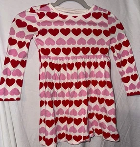 Abito bambina Old Navy 5T rosa rosso stampa cuore manica lunga vestito San Valentino - Foto 1 di 5
