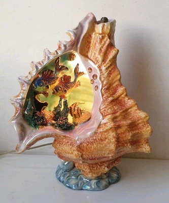 lampe coquillage kerina vallauris zoomorphe ambiance vintage faience ceramique - Photo 1/4