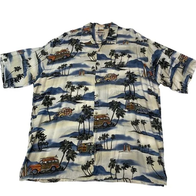 Cmpra Moda Hawaiian Button-Up Shirt Vintage Surf Car Print Men’s XL - Image 1 of 4
