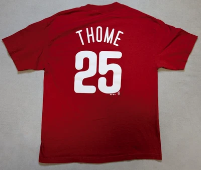 Camisa Jersey Philadelphia Phillies Masculina Grande Vermelha Majestic Jim Thome Y2K MLB - Imagem 1 de 4