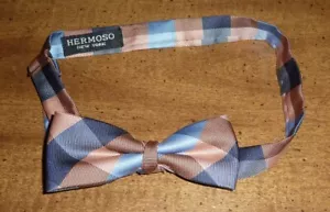 HERMOSO NEW YORK - PINK,SILVER,PLACK CHEC BOW TIE - 4" x 1 1/2" BOW - Picture 1 of 2