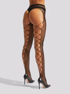 Ann Summers Crotchless Fishnet Tights - Black - Sizes XS - M - Picture 1 of 3