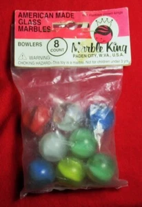 Vintage MARBLE KING Marbles 8 Count Bag CatsEye BOWLERS Unopened Original Bag - Picture 1 of 2