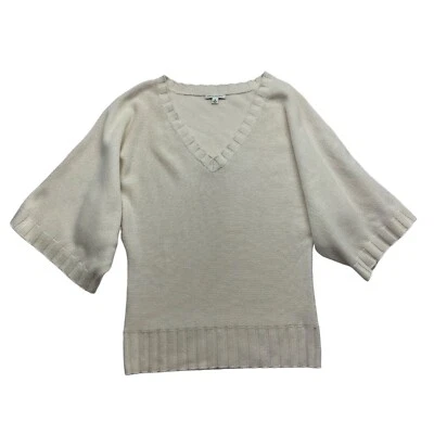 Suéter Banana Republic Mujer Lana Cachemira Cuello en V Talla M Manga Kimono Marfil Foto 1 de 4