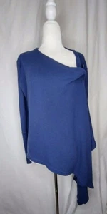 Eddie Bauer Sz Lg Shawl Front Cardigan Navy Blue Waffle Knit - Imagen 1 de 12