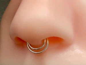 2pcs Fake Septum Clip On Nose Ring Non-Piercing Faux Nose Septum Ring - Picture 1 of 6