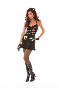 Sexy  3PC Skeleton Bones Dress Women's Halloween Party Costume. S,M - Picture 1 of 2