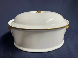 Andrea By Sadek 8098 Oven To Table Cookware Oval Casserole With Lid - Gold Trim - Picture 1 of 8