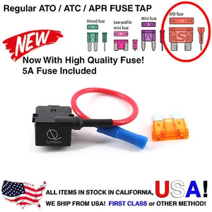 Lumision Fuse Tap Regular ATO ATC APR con 5A Add-A-Circuit Cámara de Tablero Radar Hágalo usted mismo Coche - Imagen 1 de 11