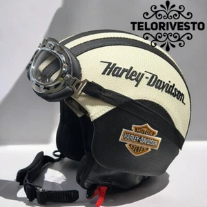 Casco Vintage Harley Davidson Stampato personalizzato in pelle s,m,l,xl - Imagen 1 de 5