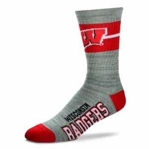 Wisconsin Badgers Gray RMC Deuce Band Crew Socks - Picture 1 of 1