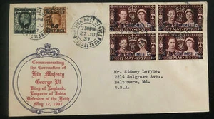 1937 Casablanca Morocco British Agencie Cover To USA King George VI Coronation - Picture 1 of 2
