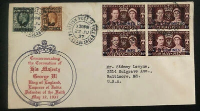 1937 Casablanca Morocco British Agencie Cover To USA King George VI Coronation - Image 1 of 2