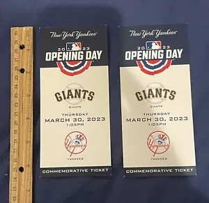NY YANKEES 2 OPENING DAY COMMEMORATIVE TICKETS 2023 SAN FRANCISCO GIANTS VOLPE - Picture 1 of 3