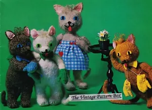 CAT, KITTENS & MITTENS - COPY vintage toy knitting pattern - Picture 1 of 1