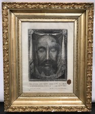 VEIL OF VERONICA HOLY FACE JESUS CHRIST RELIC VATICAN P CASELLI 1849 Engraving