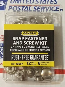General Tools 12657 Snap Fastener & Screw Kit, 12 Sets, 6 Screw Bases - Picture 1 of 10
