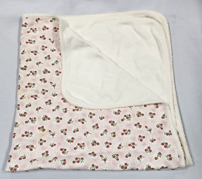Manta vintage 2003 Baby Gap crema marfil rosa flor algodón floral 2 capas Y2K Foto 1 de 4
